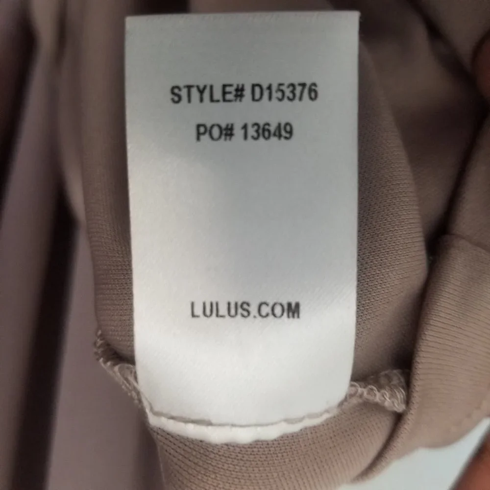 LULU'S Air of Romance Taupe Maxi Dress Gown Halter Neck Flowy Prom Wedding Med - Picture 8 of 9